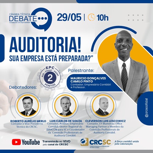 Auditoria empresarial será tema de evento da Câmara Técnica Debate