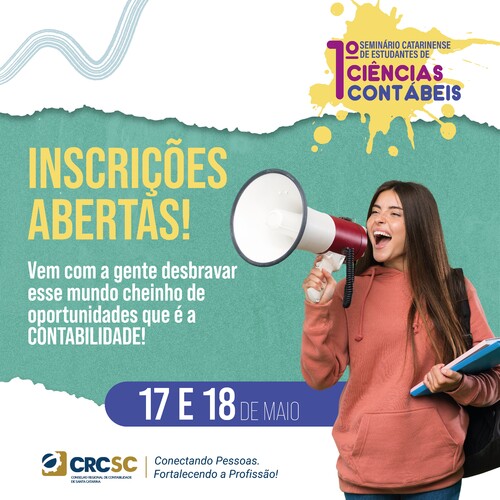 Inscrições para o  1º Seminário Catarinense de Estudantes de Ciências Contábeis já estão abertas