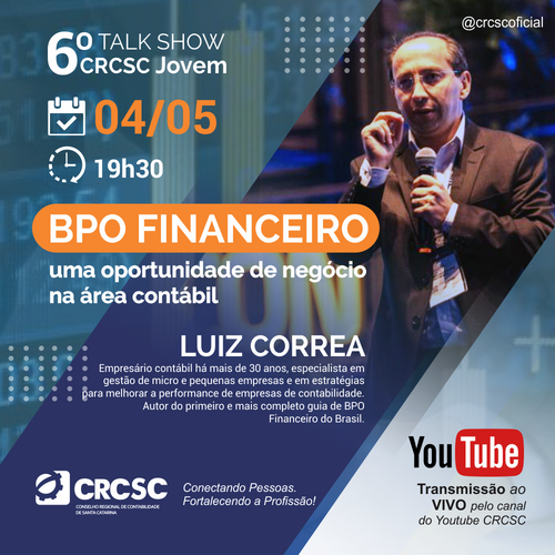 BPO Financeiro será abordado no 6º Talk Show CRCSC Jovem 