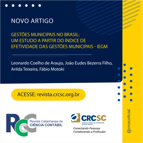 Artigo Revista RCCC: Gestões Municipais no Brasil: um estudo a partir do Índice de Efetividade das Gestões Municipais - IEGM