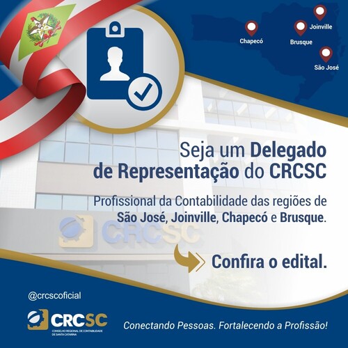Inscrições para Delegado de Representação do CRCSC seguem abertas até o dia 3 de outubro