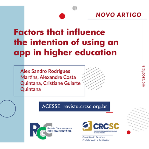 Artigo Revista RCCC: Factors that influence the intention of using an app in higher education