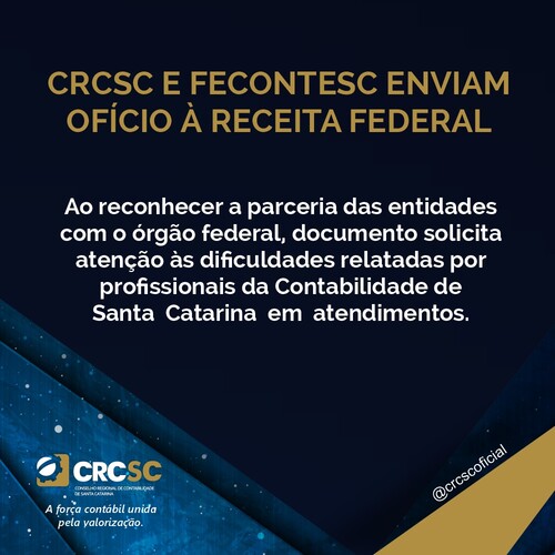 CRCSC e FECONTESC enviam ofício à Receita Federal
