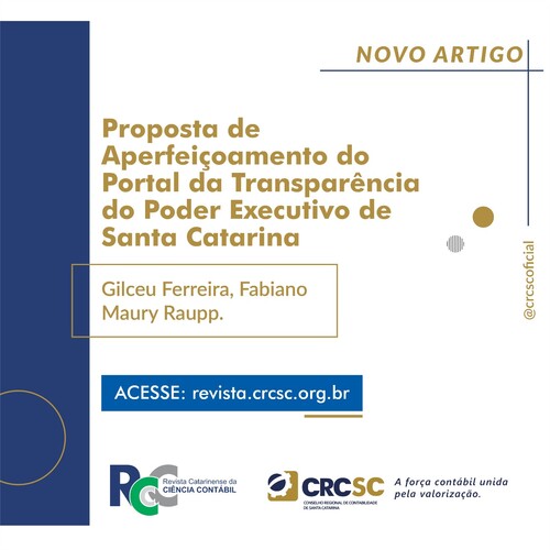 Artigo Revista RCCC: Proposta de Aperfeiçoamento do Portal da Transparência do Poder Executivo de Santa Catarina