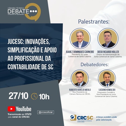 Câmara Técnica Debate vai abordar sobre inovações dos serviços da JUCESC