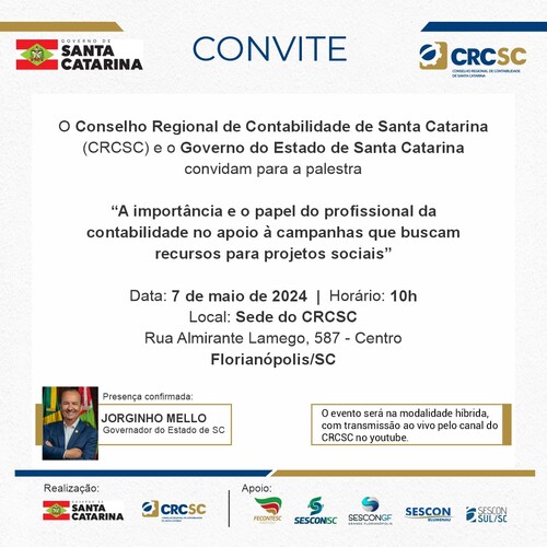 CRCSC, entidades contábeis e Governo do Estado de SC realizam evento sobre destinação a fundos Estaduais e Municipais