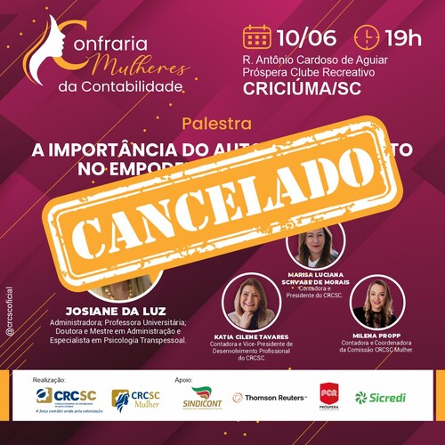 EVENTO CANCELADO - CRCSC lança projeto Confraria Mulheres da Contabilidade em Criciúma